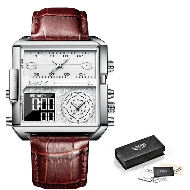 Elegance 8925 Digital Steel Men Watch Fashion Black Steel Watch Men Digital Dual Display Watch Sports Chronograph Waterproof Quartz Wristwatch Men Military Watch