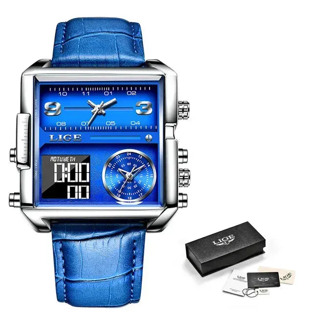Elegance 8925 Digital Steel Men Watch Fashion Black Steel Watch Men Digital Dual Display Watch Sports Chronograph Waterproof Quartz Wristwatch Men Military Watch