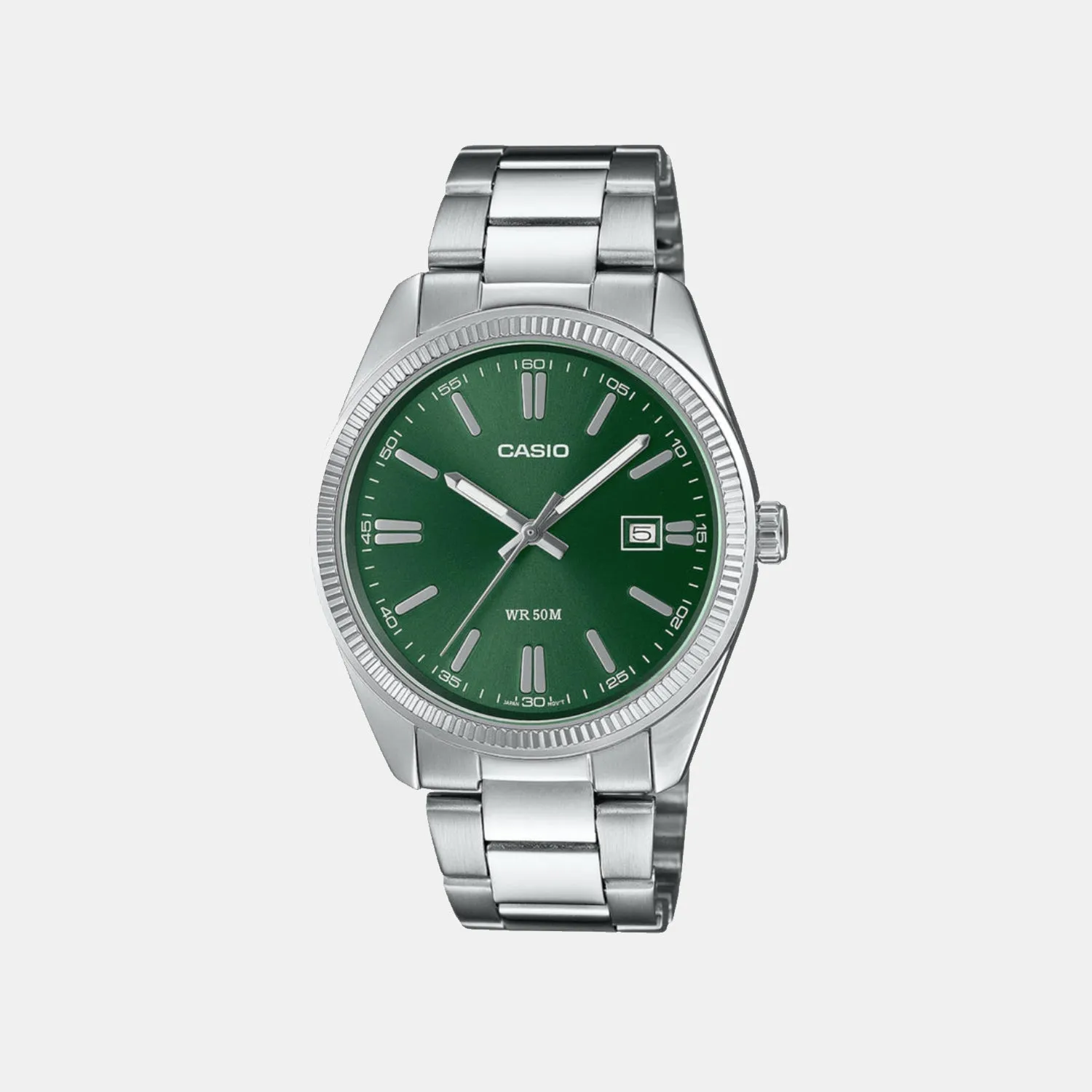 Enticer Men Quartz Green Dial Analog Stainless Steel Watch MTP-1302PD-3AVEF A2262