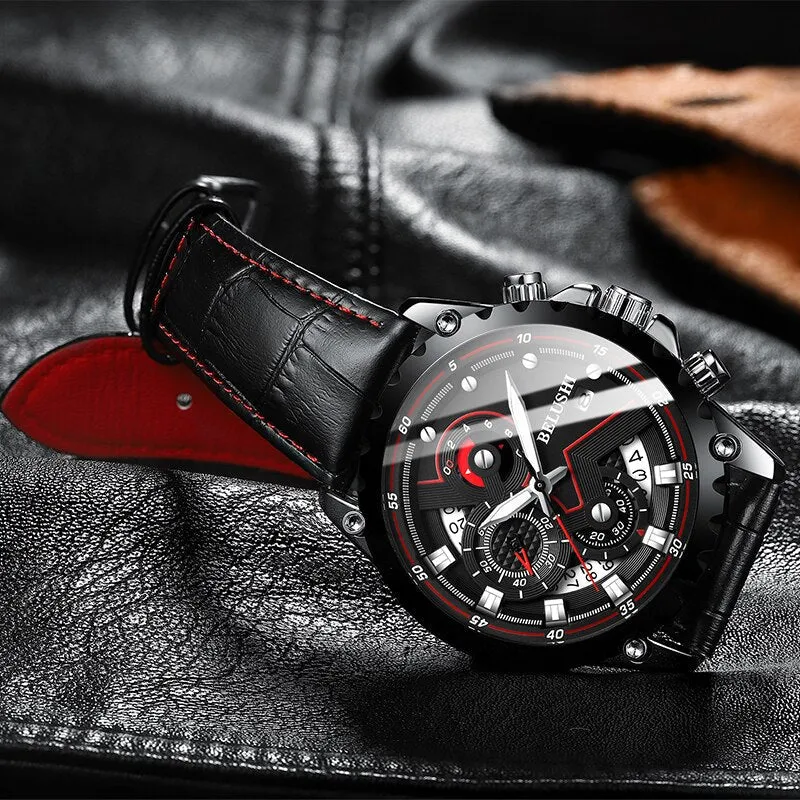 Fashion New Mens Watch | BELUSHI Luxury Chronograph Full Steel Waterproof Quartz Watch