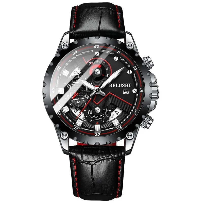Fashion New Mens Watch | BELUSHI Luxury Chronograph Full Steel Waterproof Quartz Watch