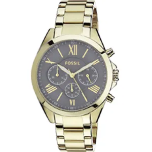 Fossil Gold Stainless Steel Black Dial Chronograph Quartz Watch for Ladies - BQ3057