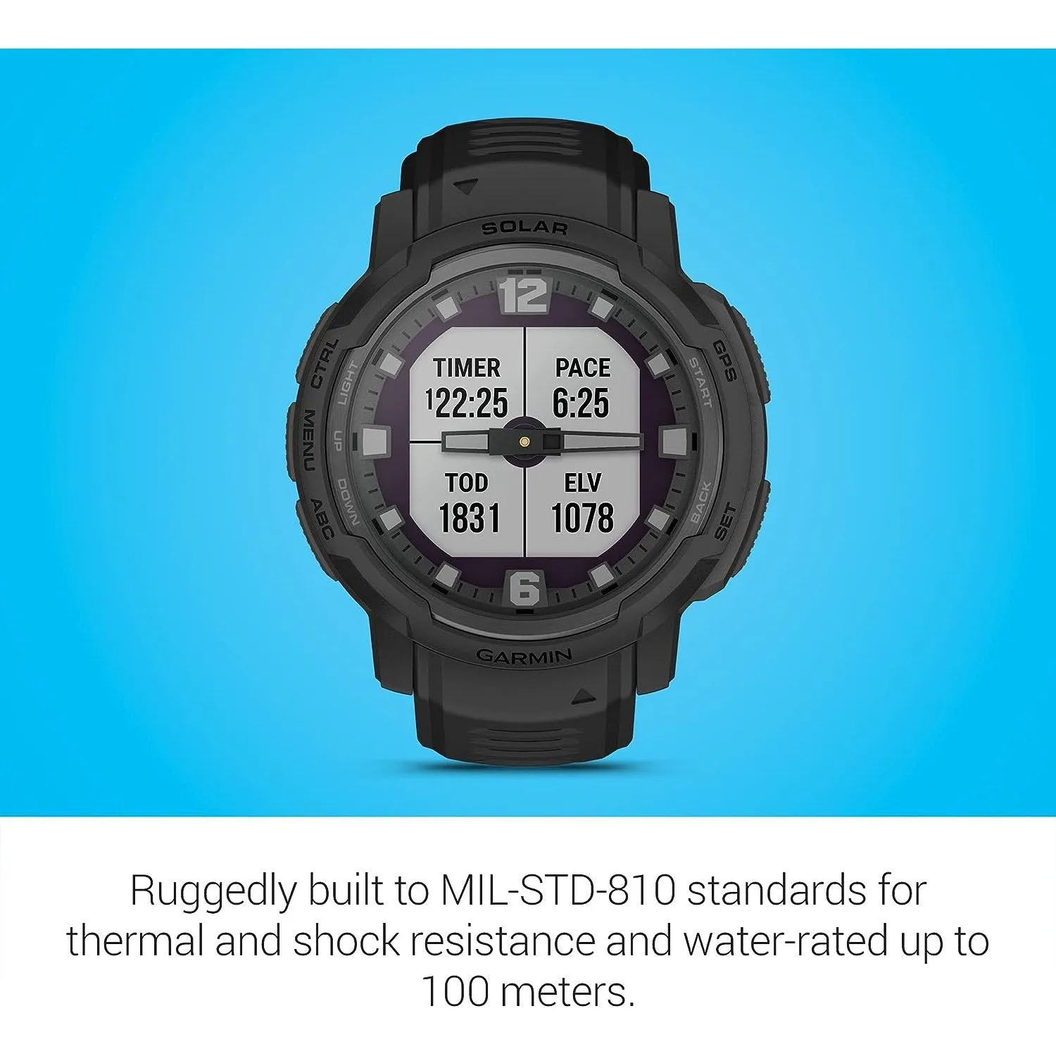 Garmin Instinct Crossover Solar Tactical Edition, Rugged Hybrid Smartwatch - Black