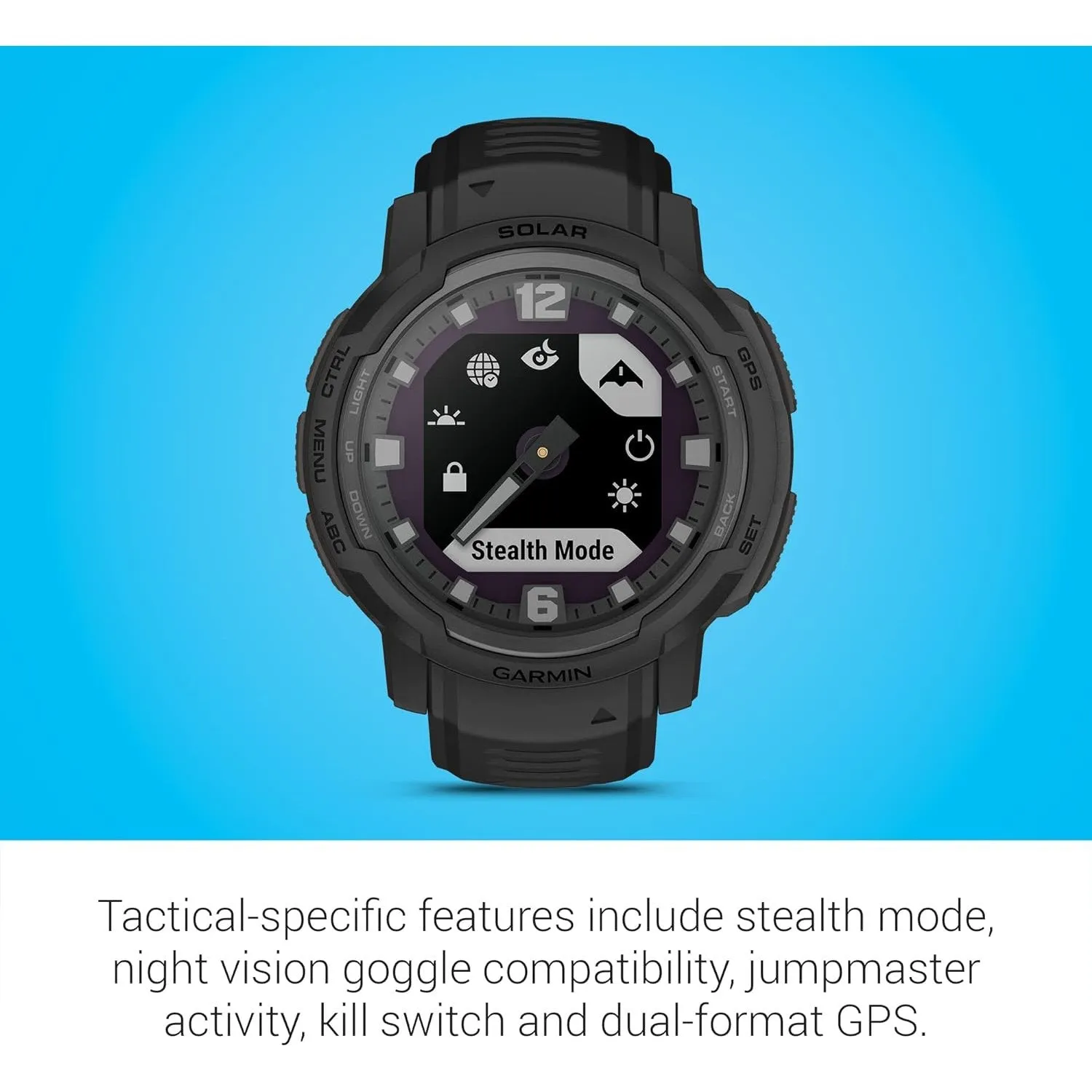 Garmin Instinct Crossover Solar Tactical Edition, Rugged Hybrid Smartwatch - Black