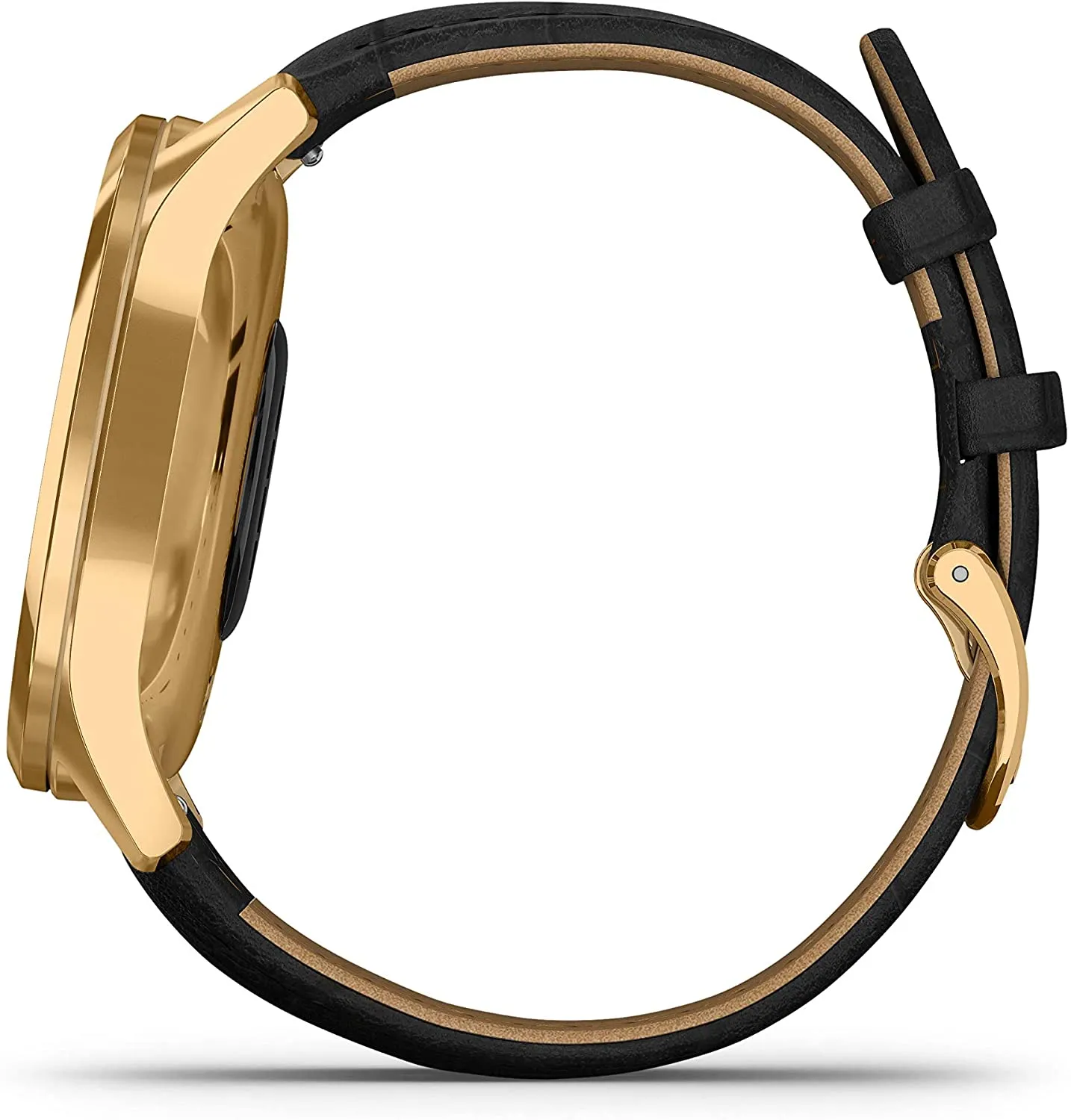 Garmin Vivomove 3 Luxe, Hybrid Smartwatch with White Earbuds Bundle (24K Gold/Black, Leather)