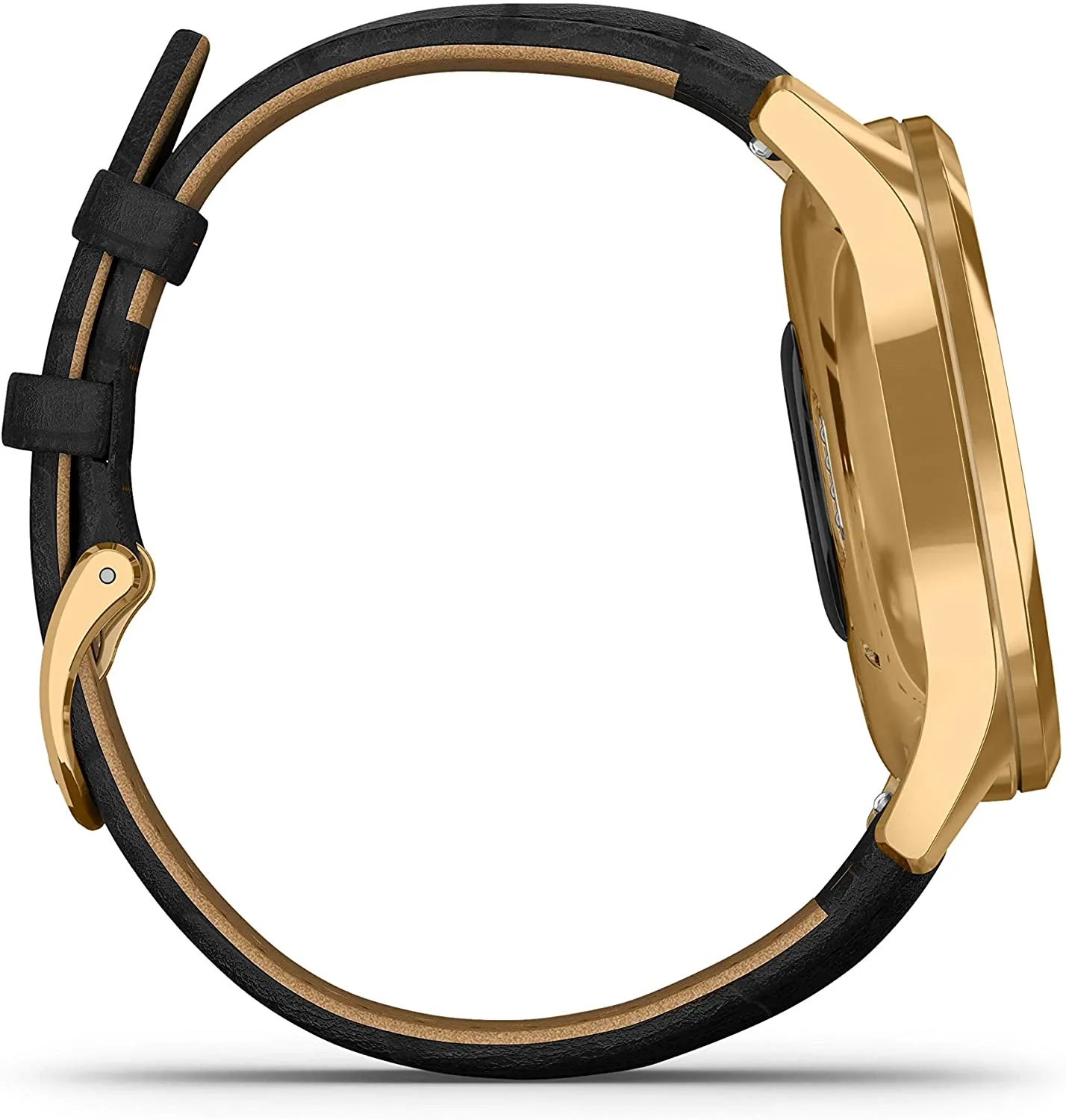 Garmin Vivomove 3 Luxe, Hybrid Smartwatch with White Earbuds Bundle (24K Gold/Black, Leather)