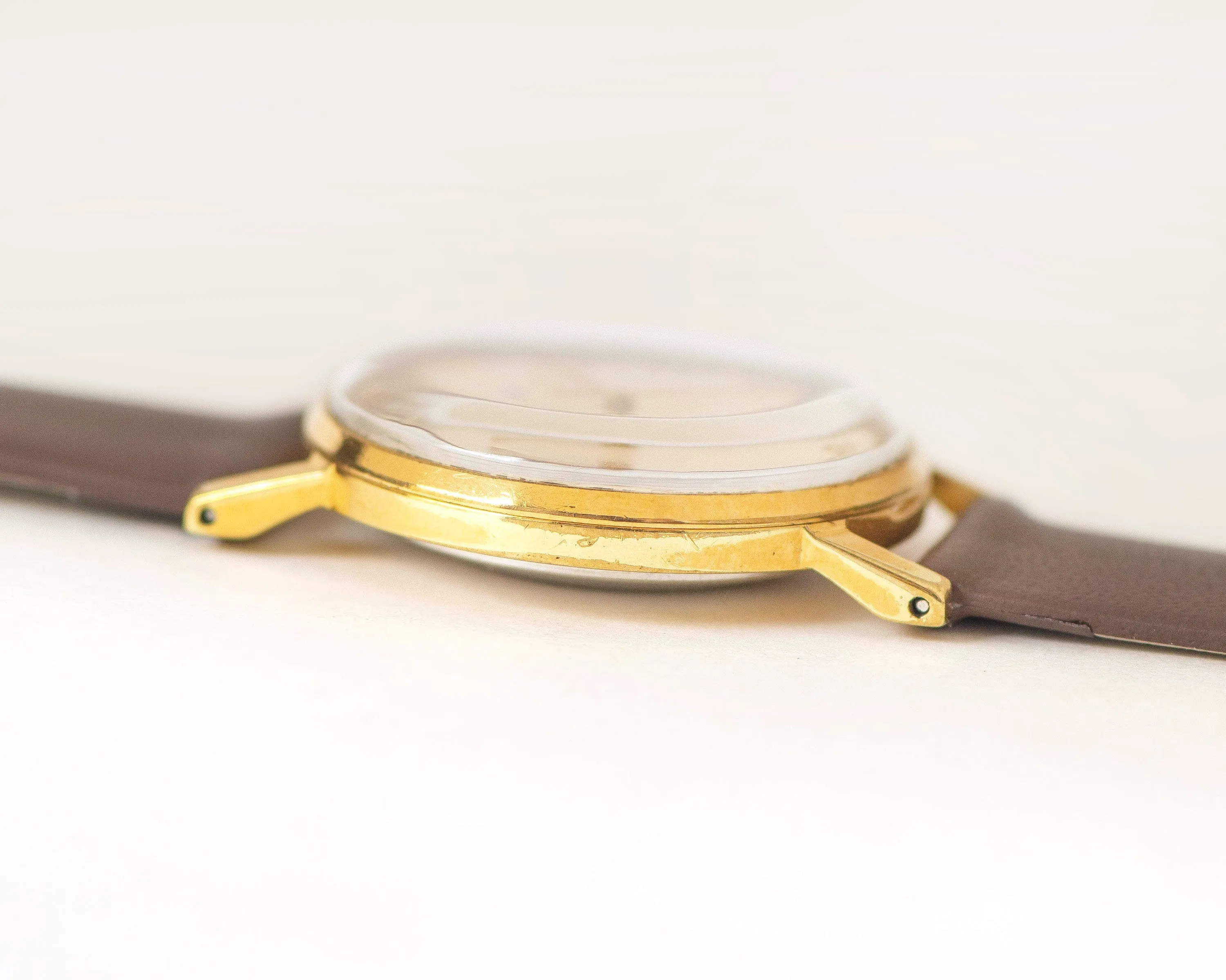 Gold plated tomboy watch Dawn, boyfriend's watch classical, unisex watch minimalist, mechanical woman watch gift, new genuine leather strap