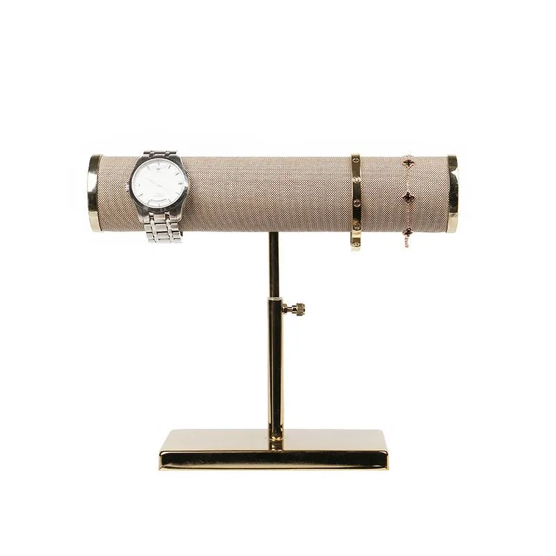 Gold T Bar Jewelry Stand for Bracelets and Watches - Luxury Watch Display Stand