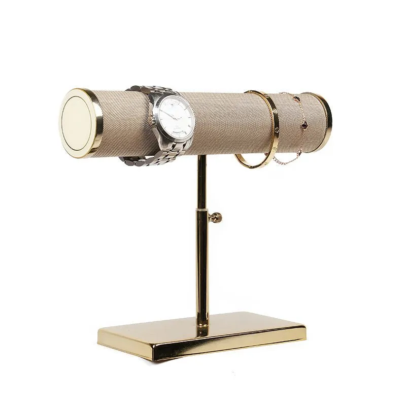 Gold T Bar Jewelry Stand for Bracelets and Watches - Luxury Watch Display Stand