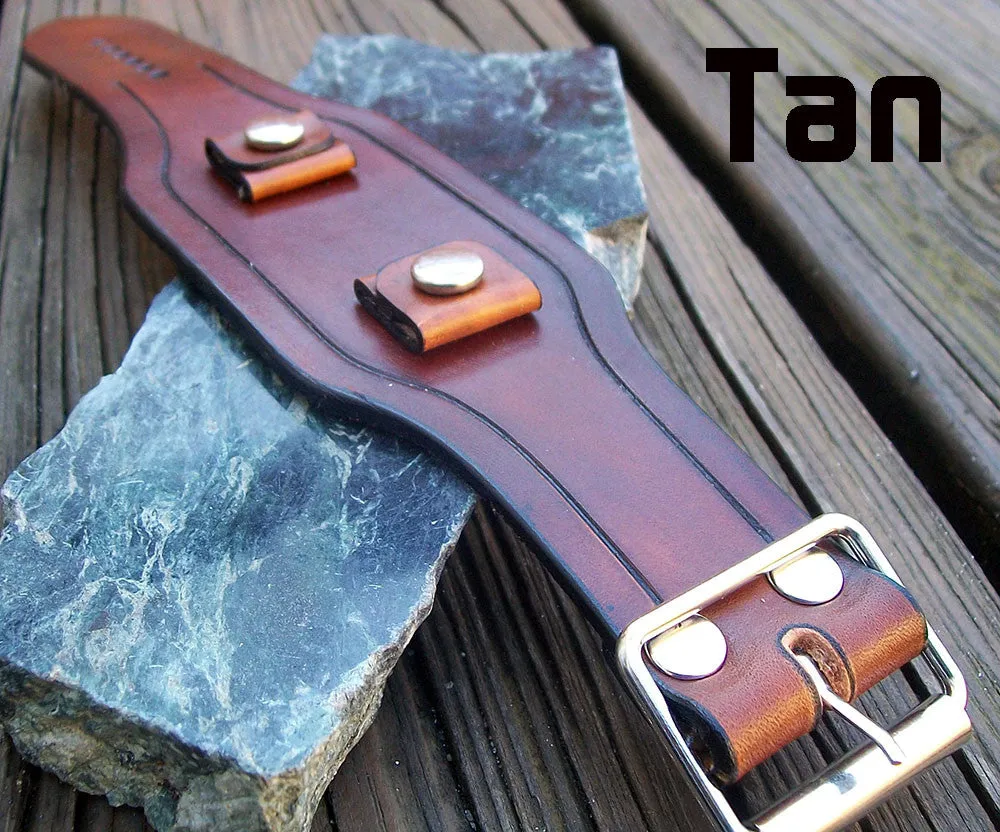 Grooved Wide Leather Watch Straps | 2 Inch