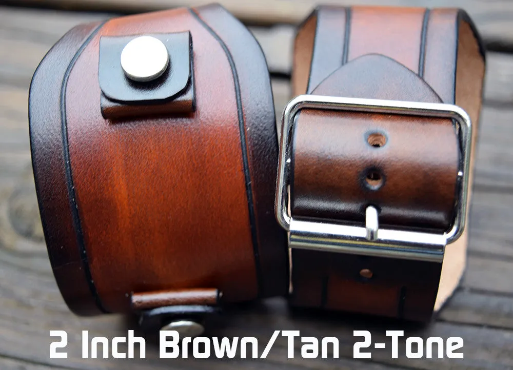 Grooved Wide Leather Watch Straps | 2 Inch