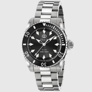 Gucci Dive 40MM Black Dial Black Ceramic Bezel Men's Watch YA136353