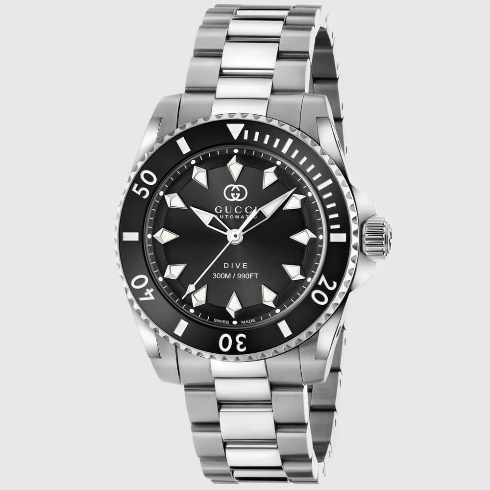 Gucci Dive 40MM Black Dial Black Ceramic Bezel Men's Watch YA136353