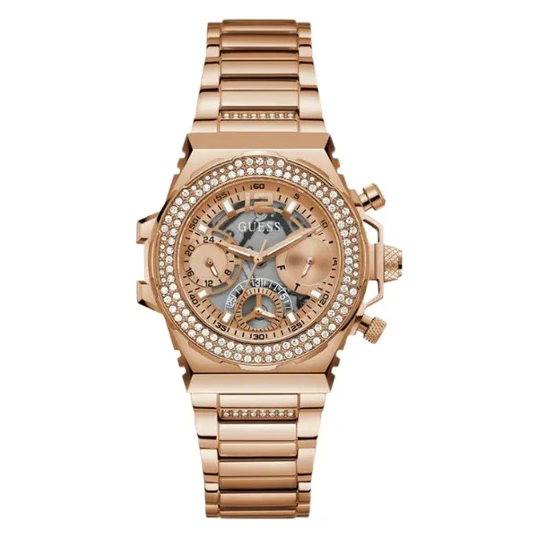 Guess Fusion Rose Gold Stainless Steel Rose Gold Dial Chronograph Quartz Watch for Ladies - GW0552L3
