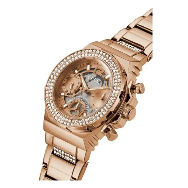 Guess Fusion Rose Gold Stainless Steel Rose Gold Dial Chronograph Quartz Watch for Ladies - GW0552L3