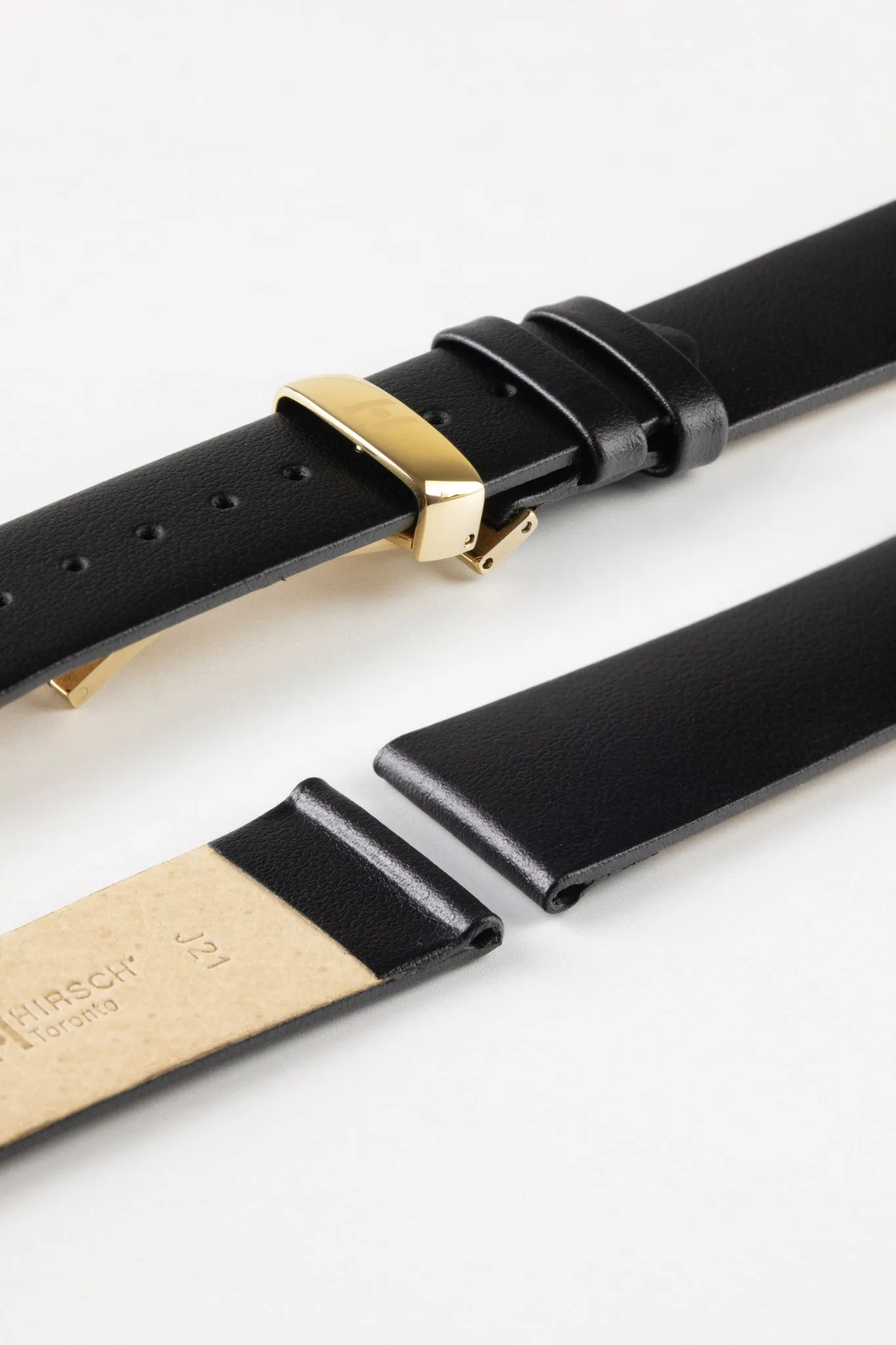 Hirsch TORONTO NQR Fine-Grained Leather Watch Strap in BLACK
