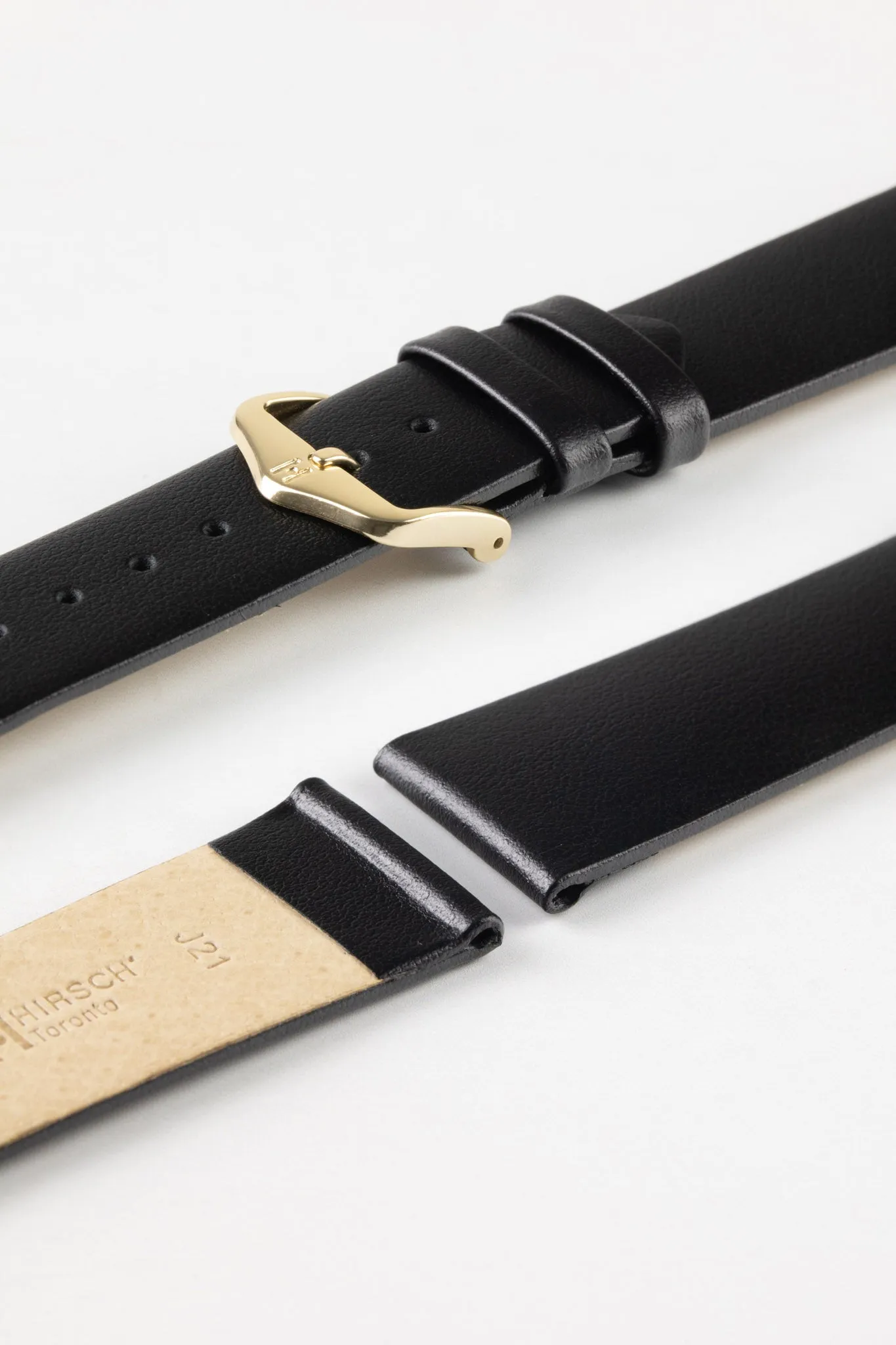 Hirsch TORONTO NQR Fine-Grained Leather Watch Strap in BLACK