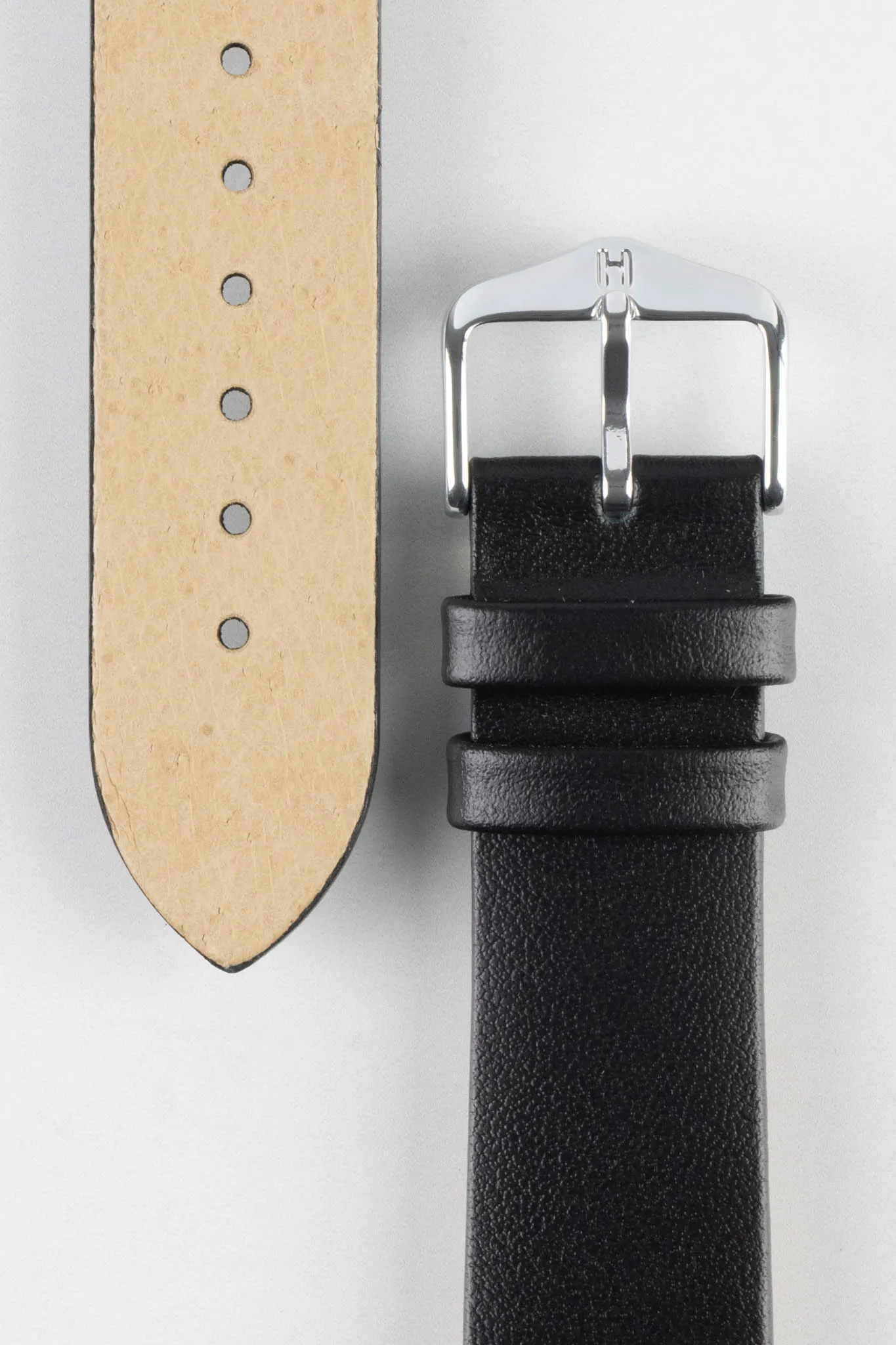 Hirsch TORONTO NQR Fine-Grained Leather Watch Strap in BLACK