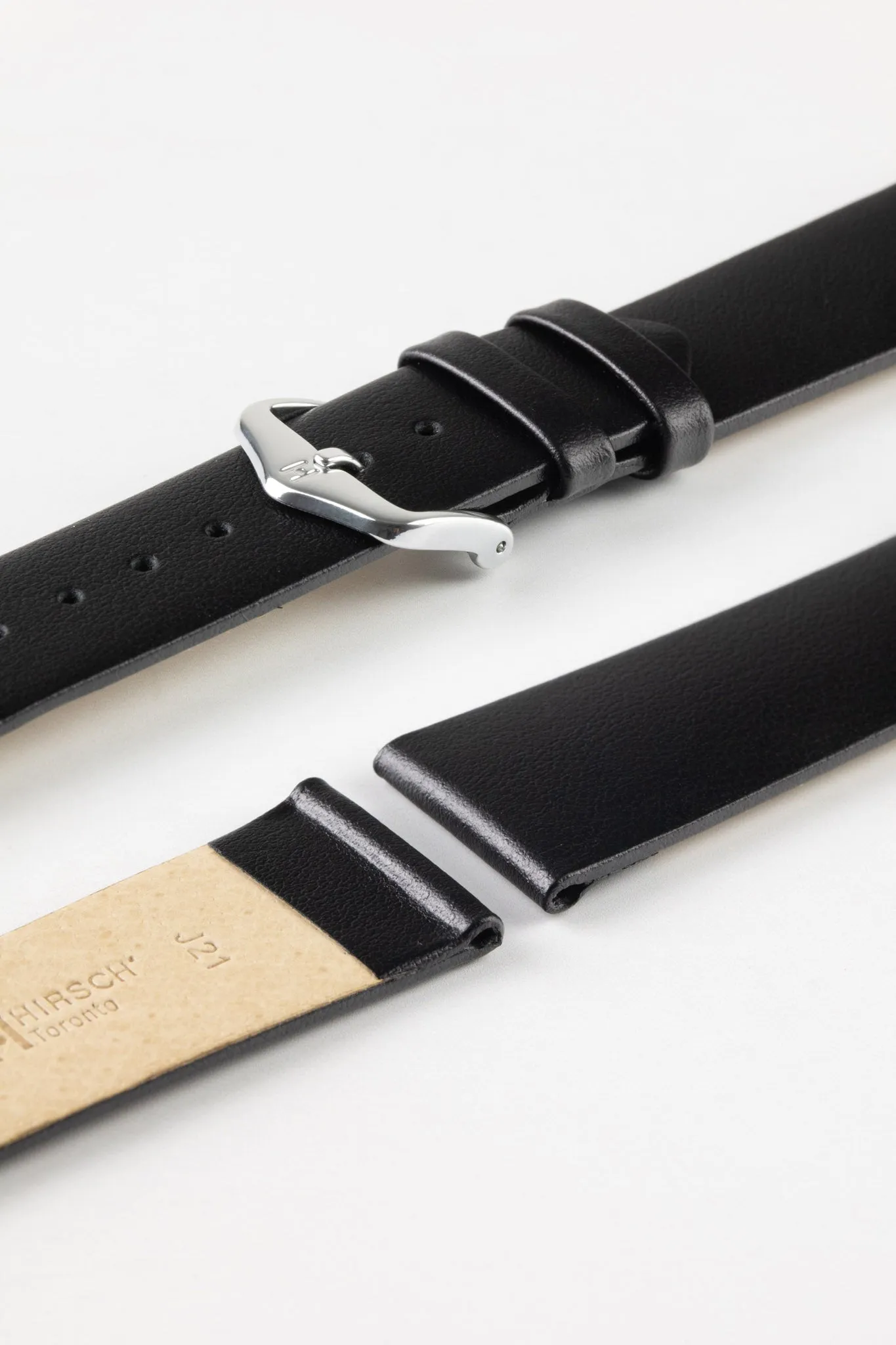 Hirsch TORONTO NQR Fine-Grained Leather Watch Strap in BLACK