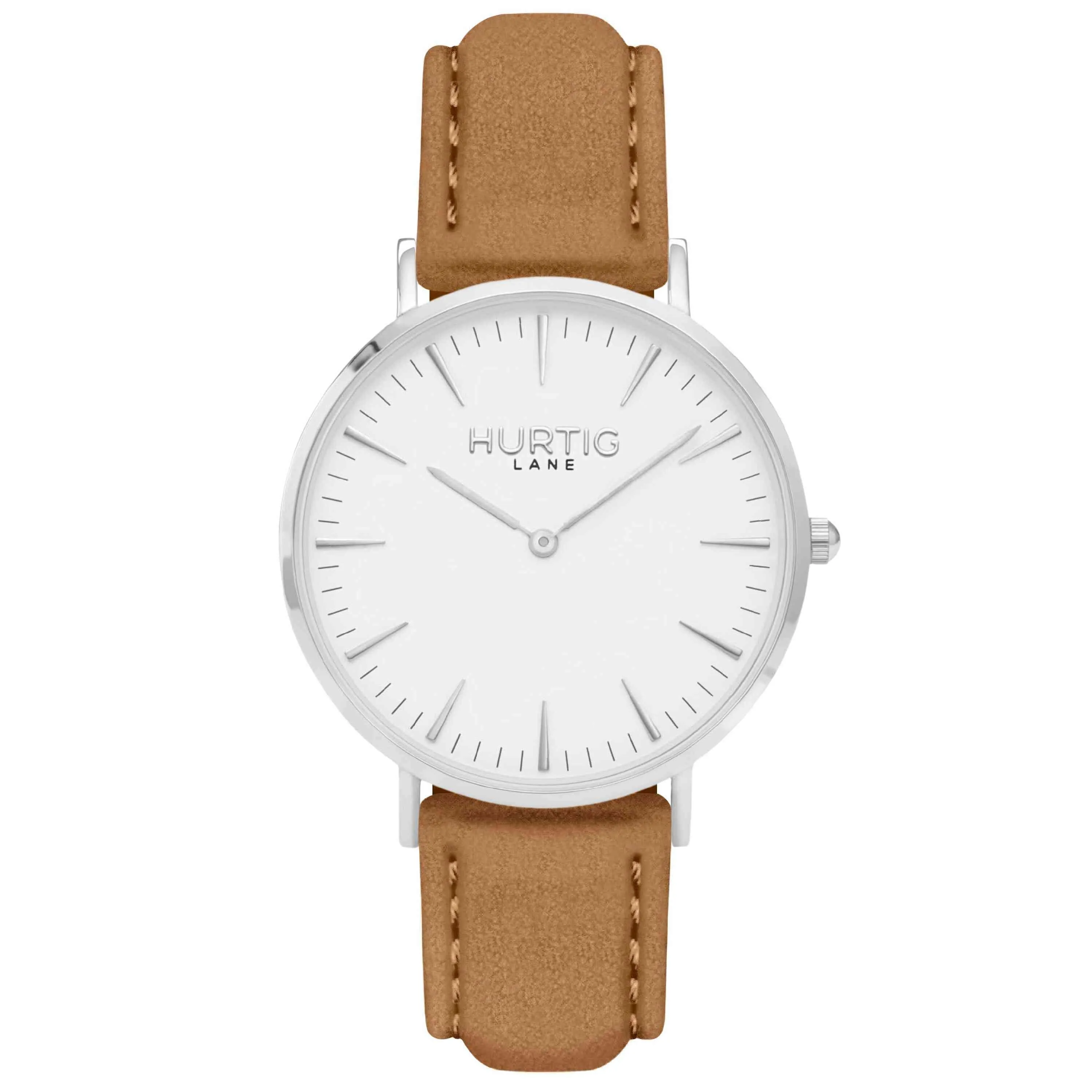 Hymnal Vegan Suede Watch Silver, White & Coral