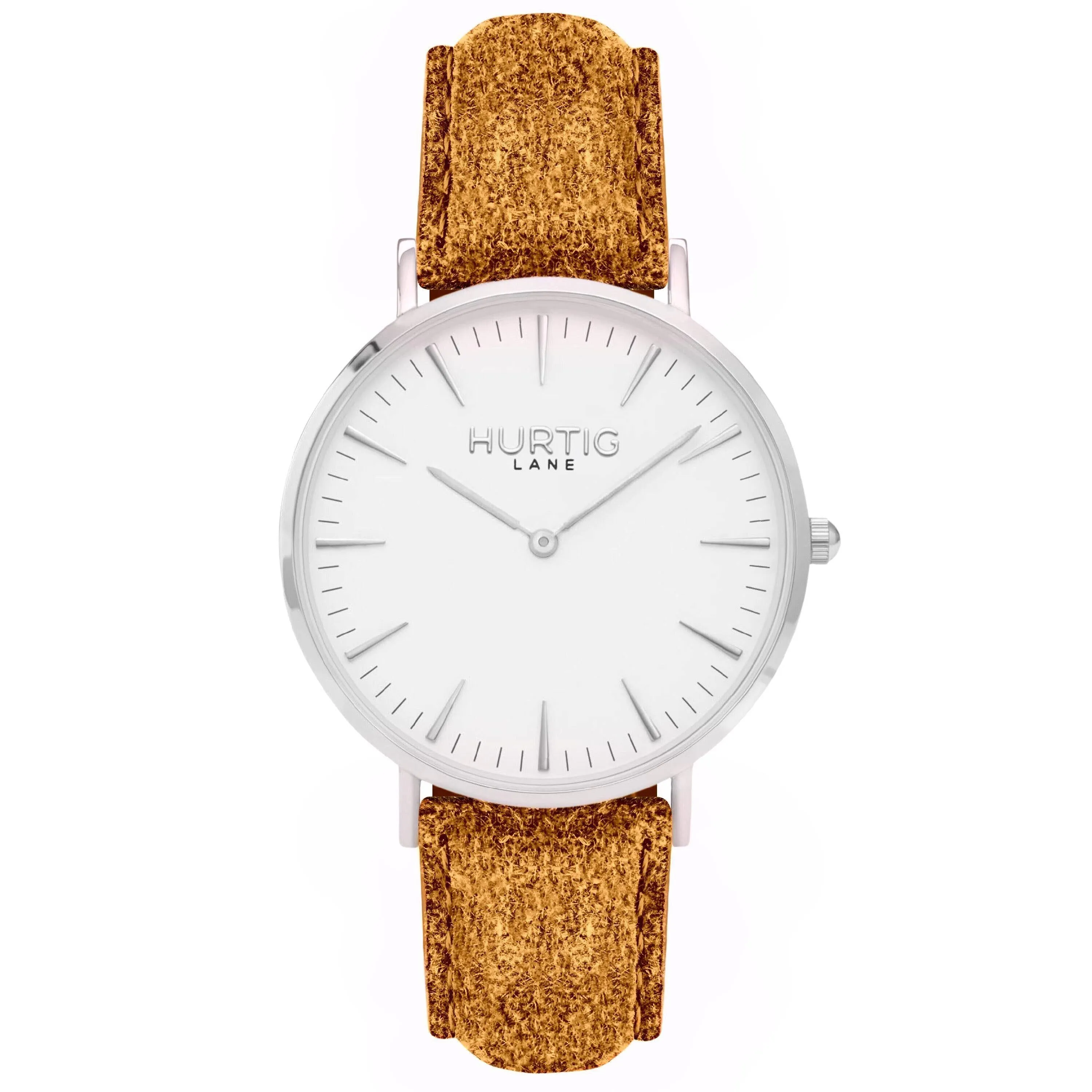 Hymnal Vegan Suede Watch Silver, White & Coral