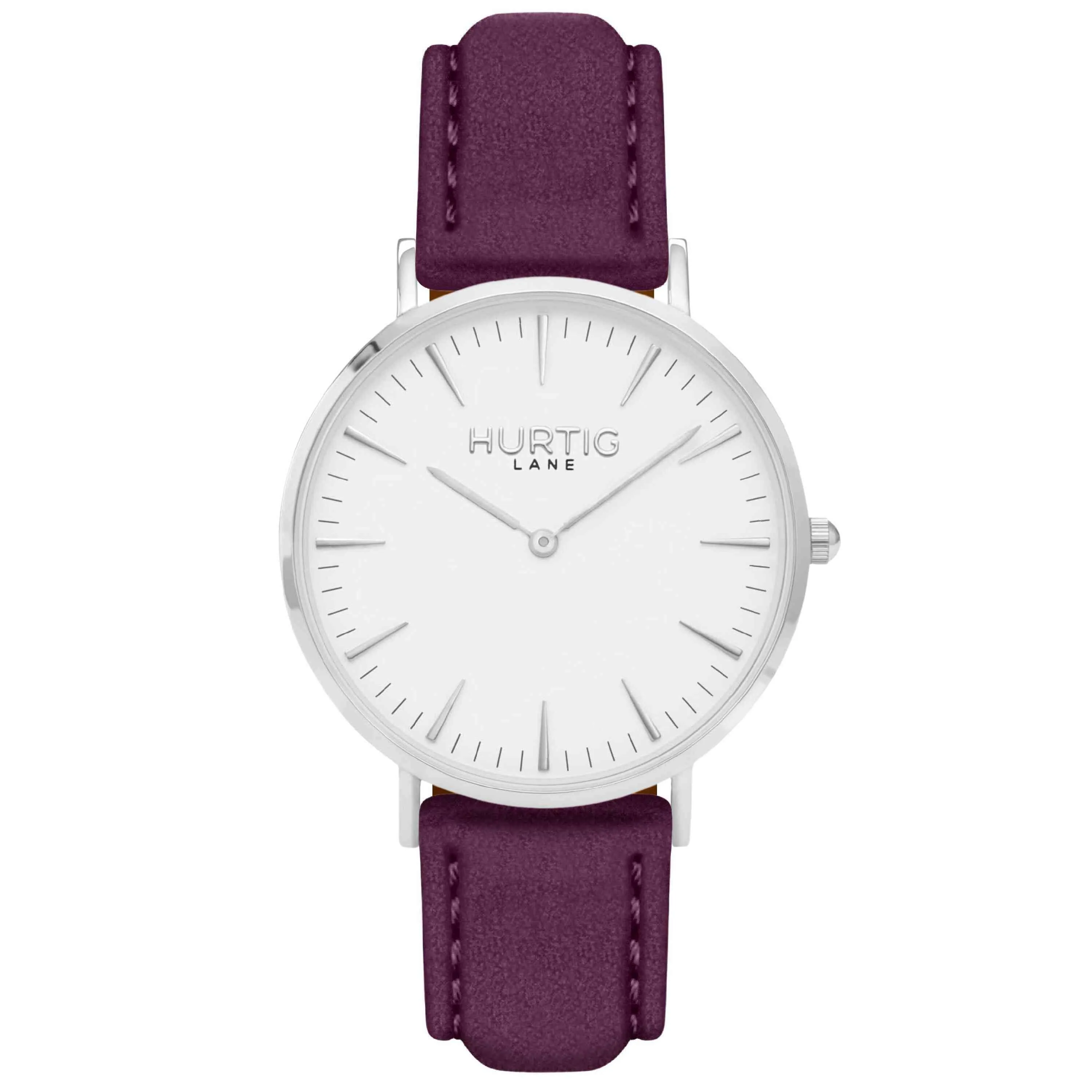 Hymnal Vegan Suede Watch Silver, White & Coral