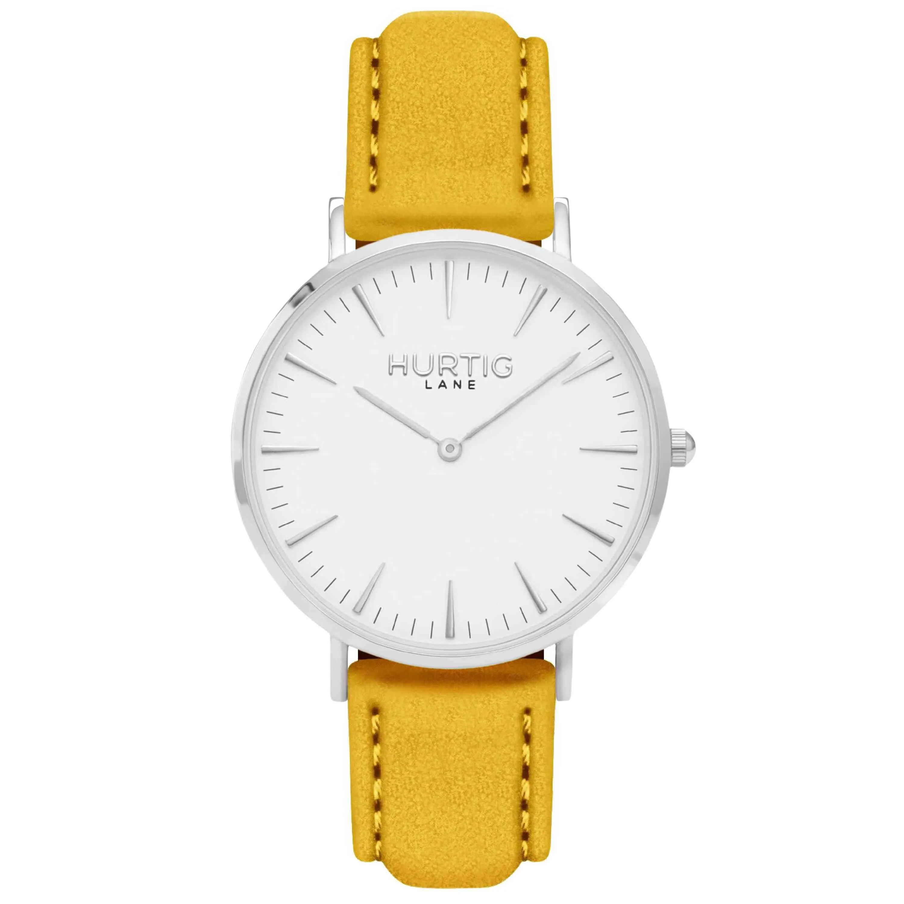Hymnal Vegan Suede Watch Silver, White & Coral