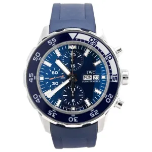 IWC Men's Aquatimer Chronograph Stainless Steel 44mm Blue Stick Dial Watch Reference #:  IW376711