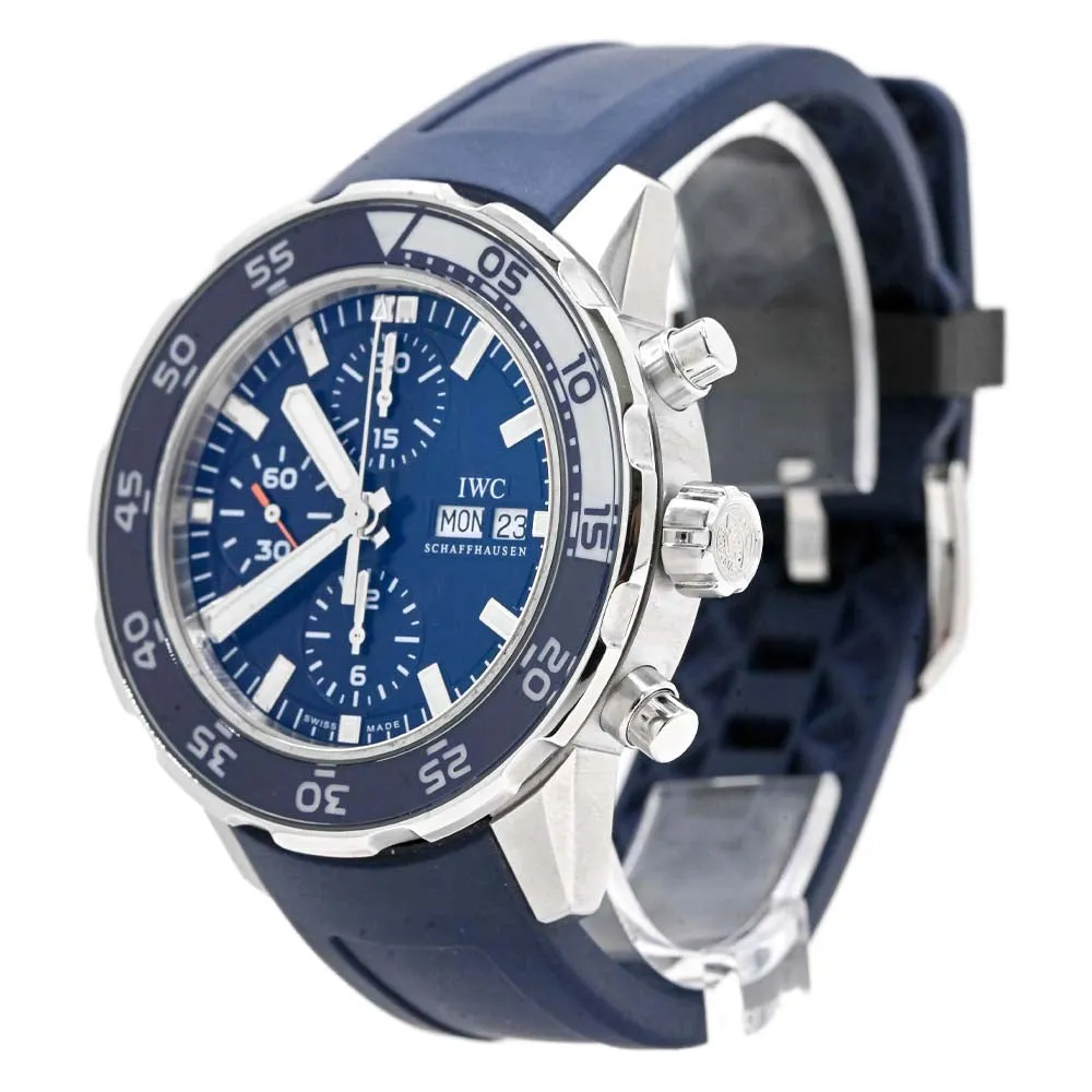 IWC Men's Aquatimer Chronograph Stainless Steel 44mm Blue Stick Dial Watch Reference #:  IW376711