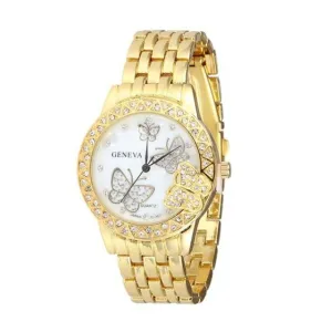 Jillian White Luxury Butterfly Stainless Steel Quartz Wrist Watch