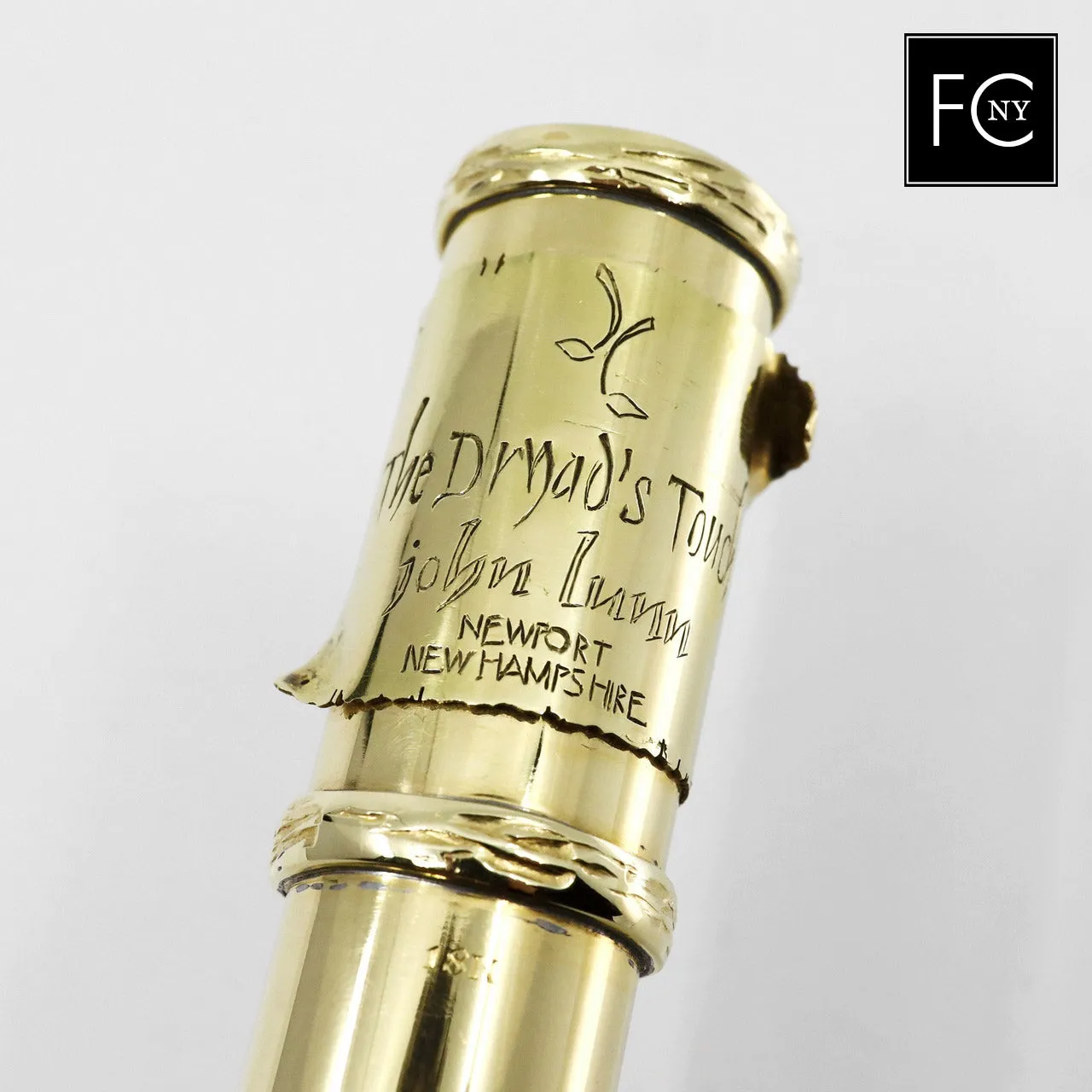 John Lunn "The Dryad's Touch" - 18K green gold flute, specialty engraving, offset G, D/B footjoint