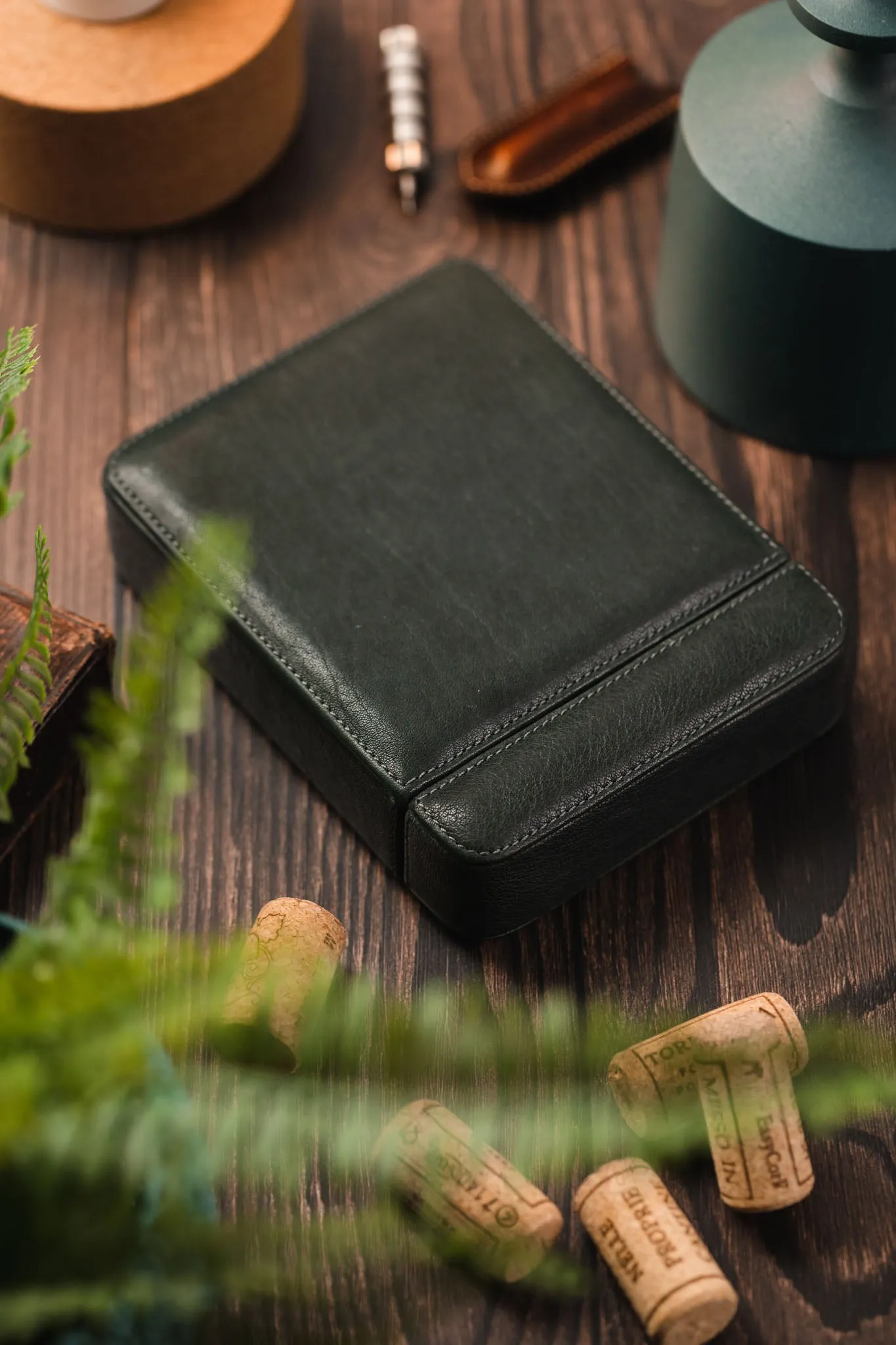 JPM 2-Watch Leather Sliding Storage Case in SPRUCE GREY