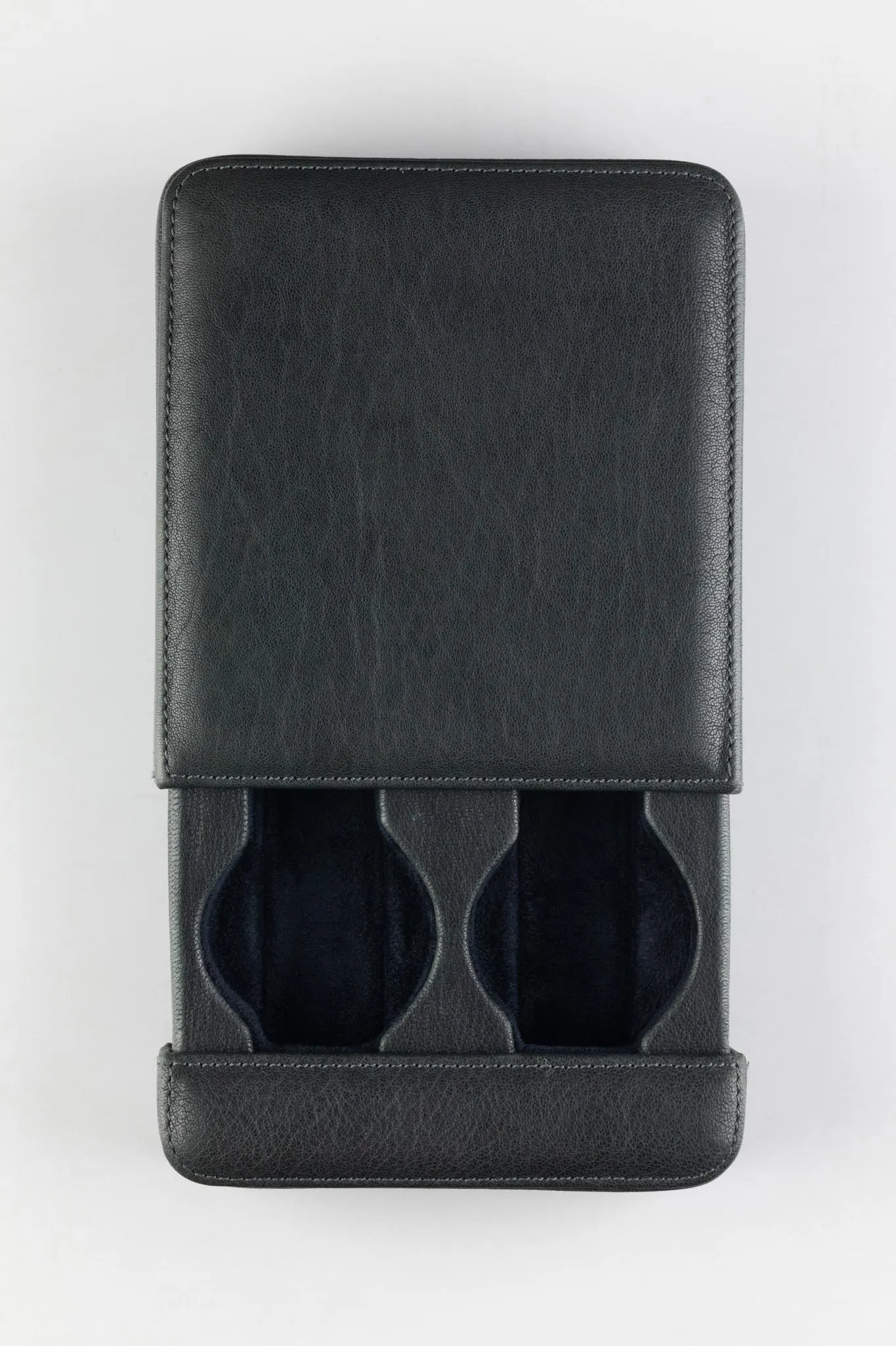 JPM 2-Watch Leather Sliding Storage Case in SPRUCE GREY