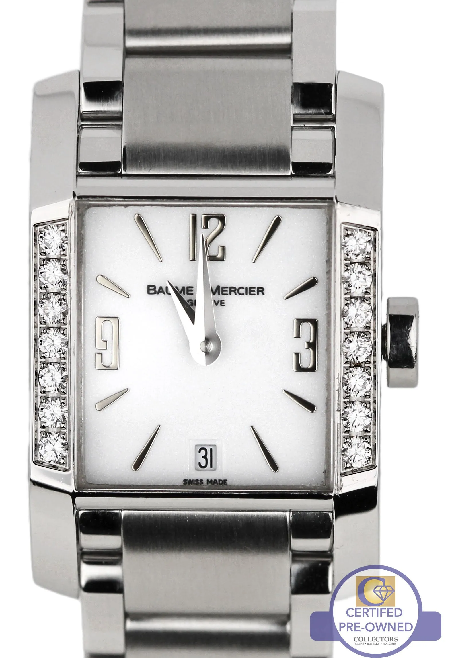 Ladies Baume & Mercier Diamant Diamond White Arabic Stainless Date 8739 Watch