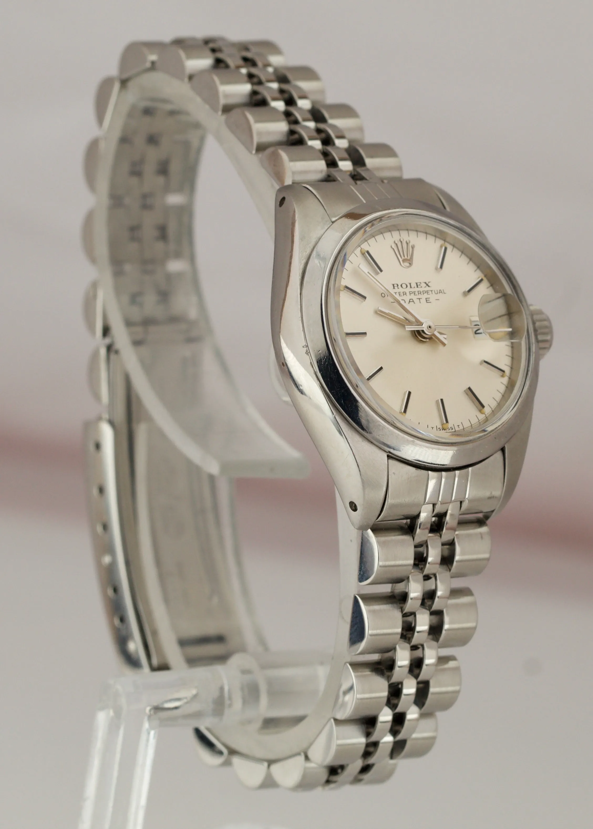 Ladies Rolex Date Silver Stick 26mm Stainless Steel Watch Swiss DateJust 6916