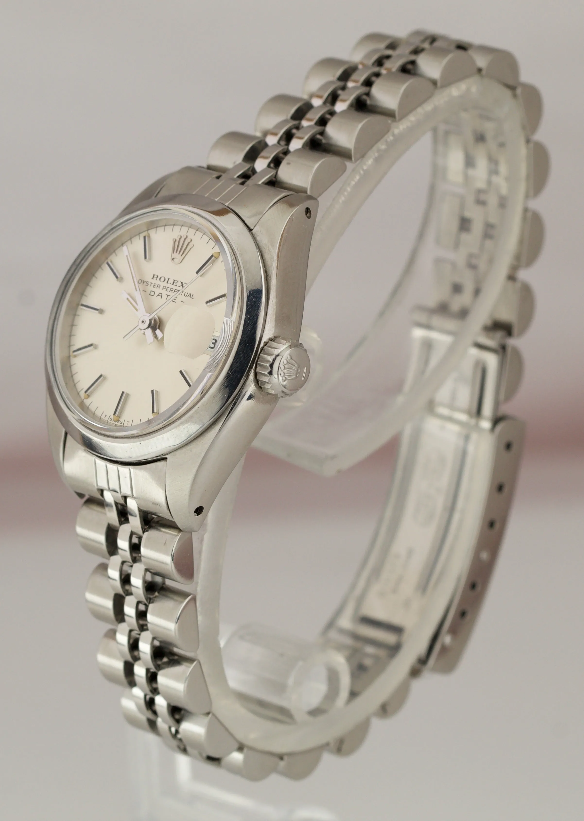 Ladies Rolex Date Silver Stick 26mm Stainless Steel Watch Swiss DateJust 6916