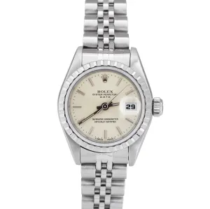 Ladies Rolex DateJust 26mm Silver Stainless Engine Turned Jubilee Watch 69240