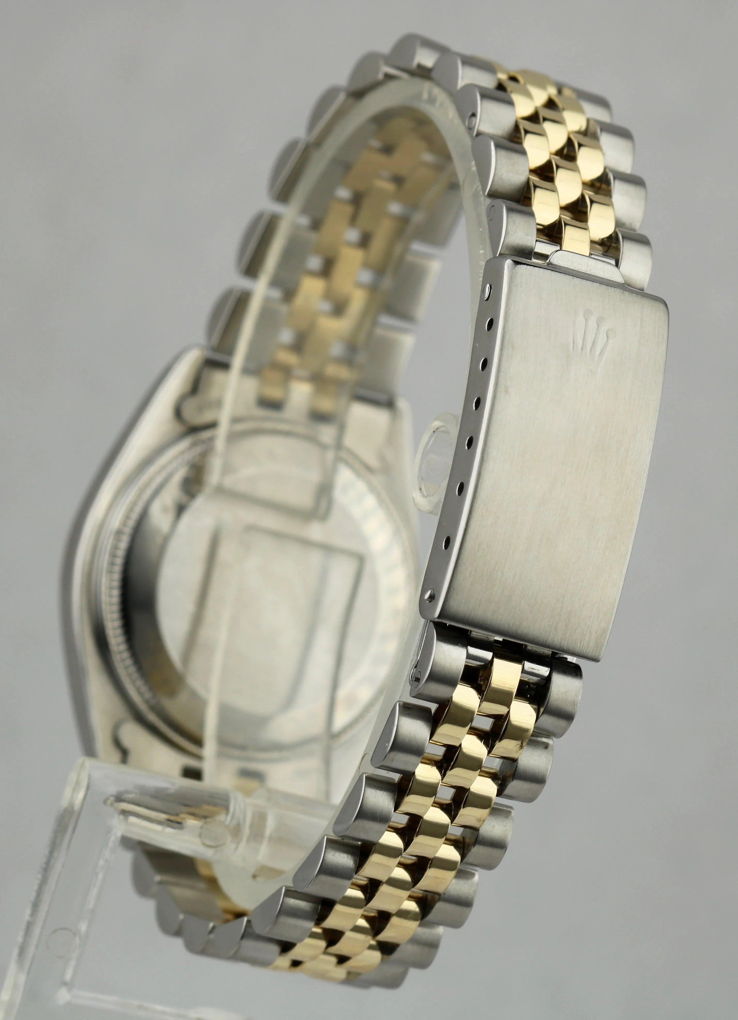 Ladies Rolex DateJust 6827 31mm Black Stick Two Tone Gold Steel Jubilee Watch