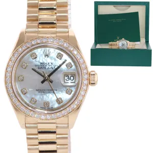 Ladies Rolex DateJust MOP Mother of Pearl Gold Diamond President Watch 279138 Box
