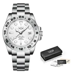 LIGE  Luxury Stainless Steel Quartz Watch