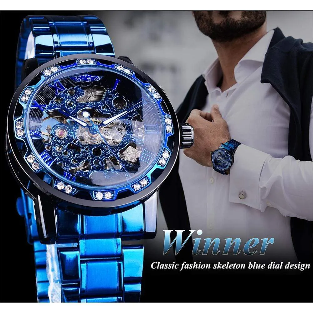 Luxury Stainless Steel Skeleton Watch