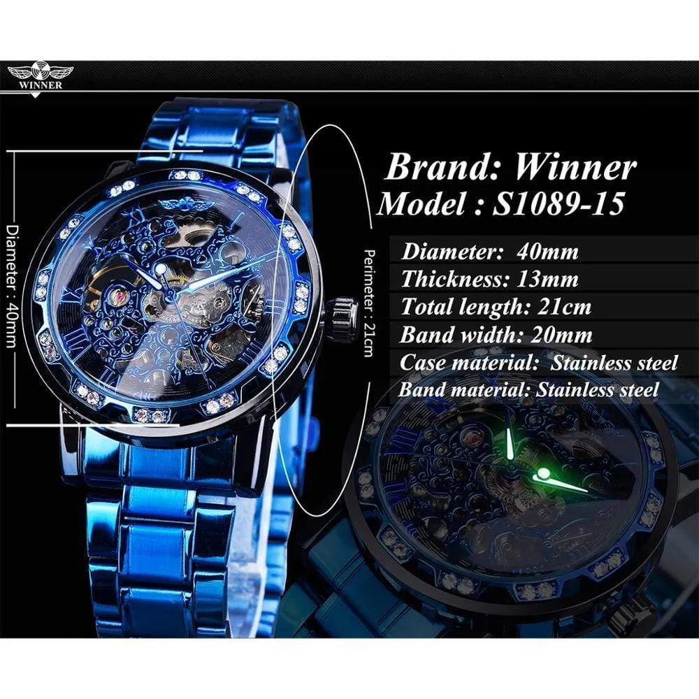 Luxury Stainless Steel Skeleton Watch