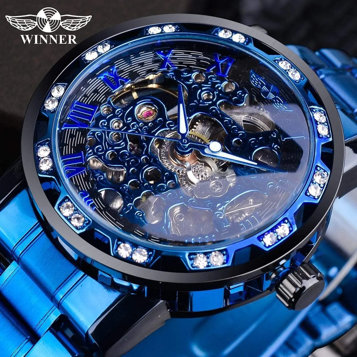 Luxury Stainless Steel Skeleton Watch