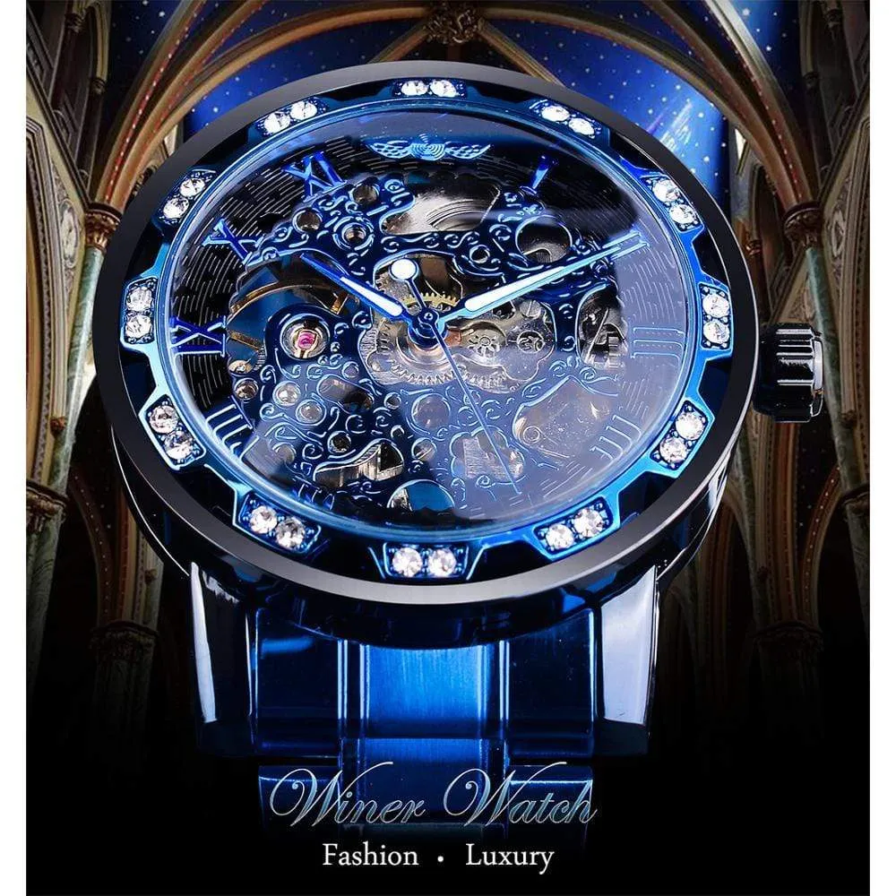 Luxury Stainless Steel Skeleton Watch