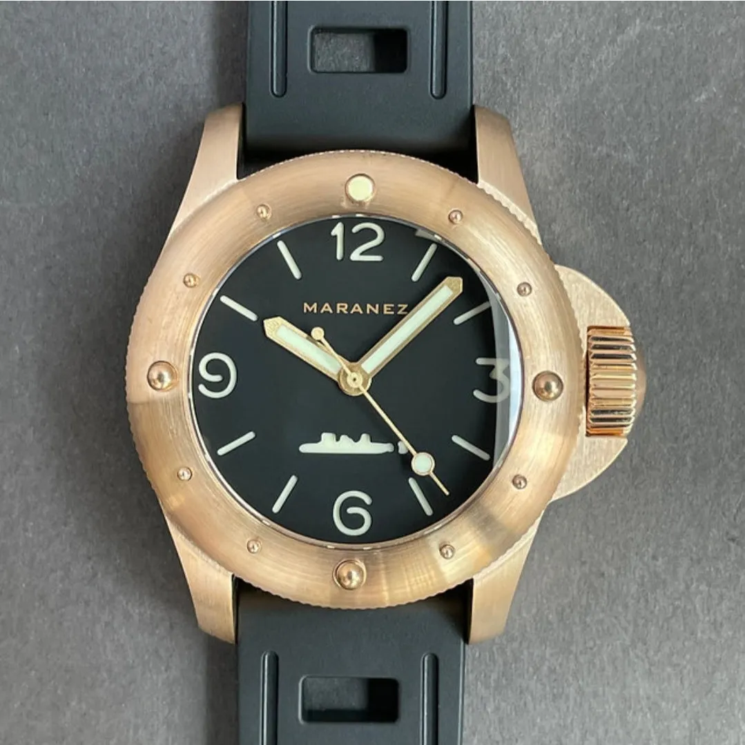 Maranez 42mm Rawai Bronze Black Face Watch