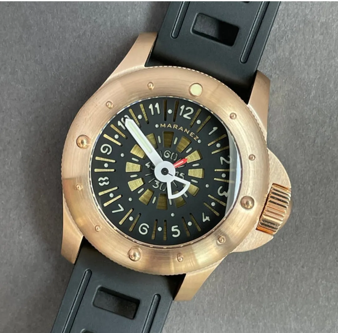 Maranez 42mm Rawai Bronze gauge Gold Face Watch