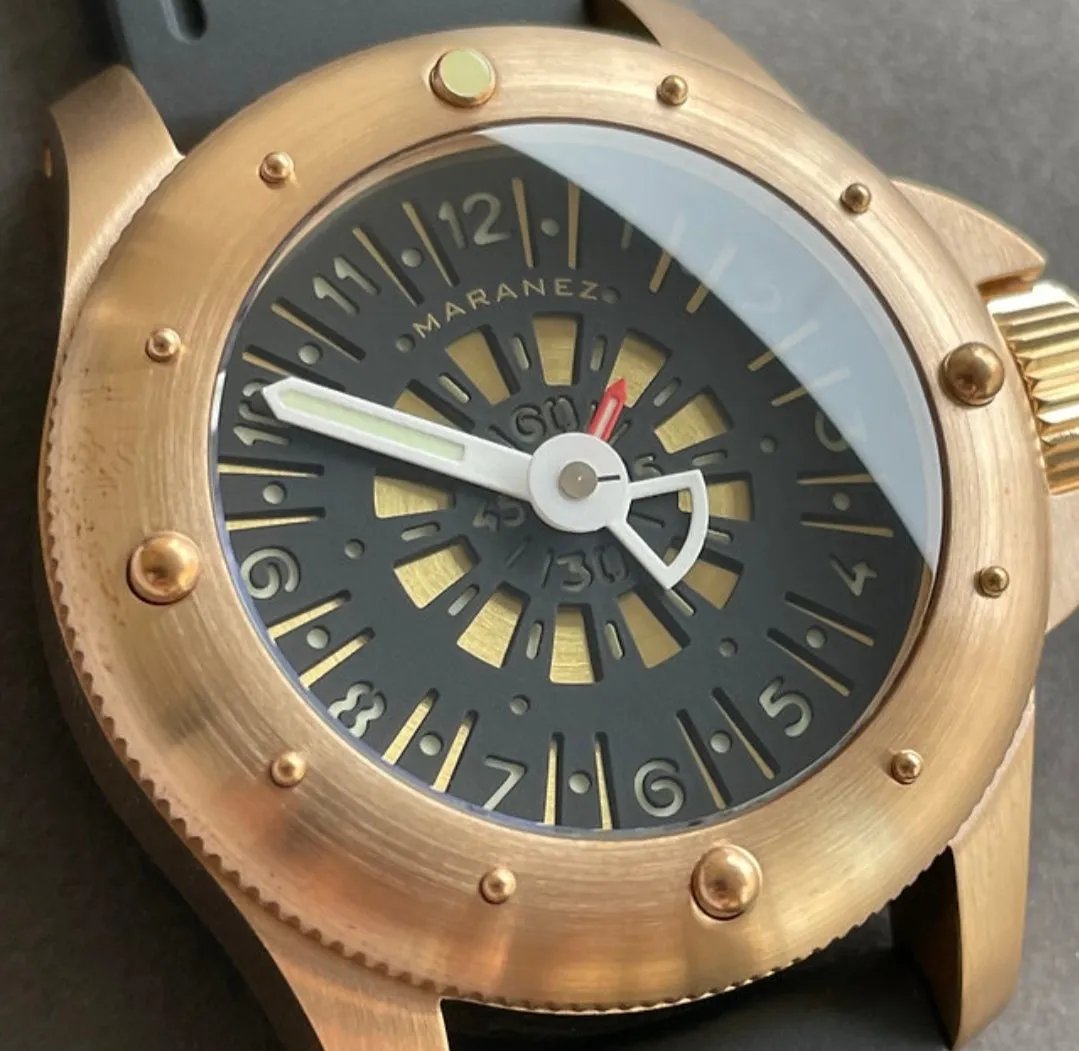 Maranez 42mm Rawai Bronze gauge Gold Face Watch