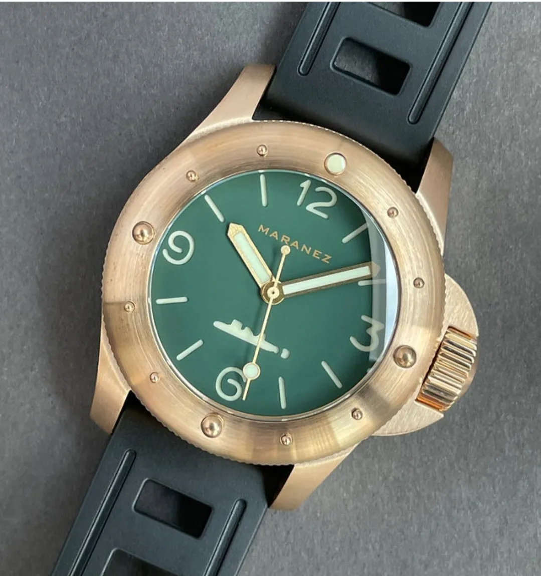 Maranez 42mm Rawai Bronze Green Face Watch