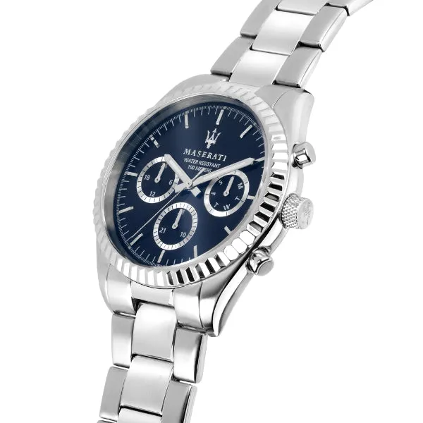 Maserati Competizione Silver Stainless Steel Blue Dial Quartz Watch for Gents - R8853100022
