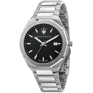 Maserati Epoca Silver Stainless Steel Black Dial Quartz Watch for Gents - R8853142003